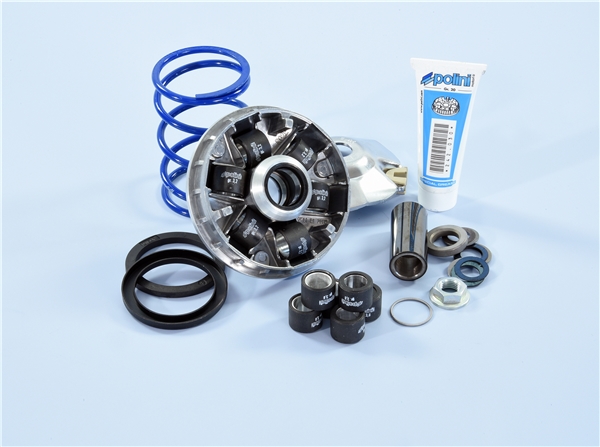 Variator POLINI Hi-Speed Evolution II, fuer Vespa ET2/ET4/LX/LXV/S50ccm 2T/4T, passt auch fuer APRILIA/ITALJET/PIAGGIO Scarabeo/Sportcity/Liberty/ZIP/Set Torpedo, 50-100ccm 2T/4TAC/LC 6 Rollen, 19x15,5 mm, 3,8/4,3g 12,5°, fuer 16mm Kurbelwelle