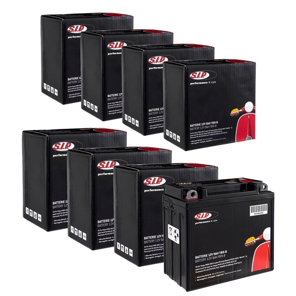 Batterie SIP 12V/9Ah, YB9-B fuer Vespa PX80-200 E Lusso-T5/Cosa Elestart/PX125-200 E '98/MY/'11 fuer PIAGGIO 50-200ccm 2T/4T AC/LC fuer Vespa PX80-200 E Lusso-T5/Cosa Elestart/PX125-200 E '98/MY/'11 fuer PIAGGIO 50-200ccm 2T/4T AC/LC