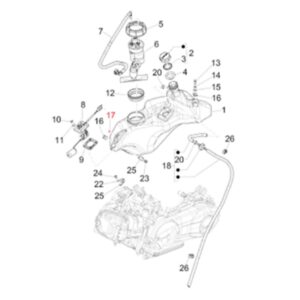 Distanzstueck Tank, PIAGGIO fuer Vespa Primavera/Sprint/946 50-150ccm fuer Vespa Primavera/Sprint/946 50-150ccm
