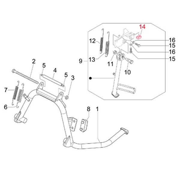 Gummipuffer PIAGGIO Seitenstaender fuer Vespa LX/LXV/S/Primavera/Sprint 50-150ccm fuer Vespa LX/LXV/S/Primavera/Sprint 50-150ccm