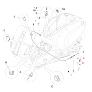 Schelle Bremszug, hinten, PIAGGIO fuer Vespa Primavera/Sprint 125-150ccm i.e. 3V 4T AC fuer Vespa Primavera/Sprint 125-150ccm i.e. 3V 4T AC