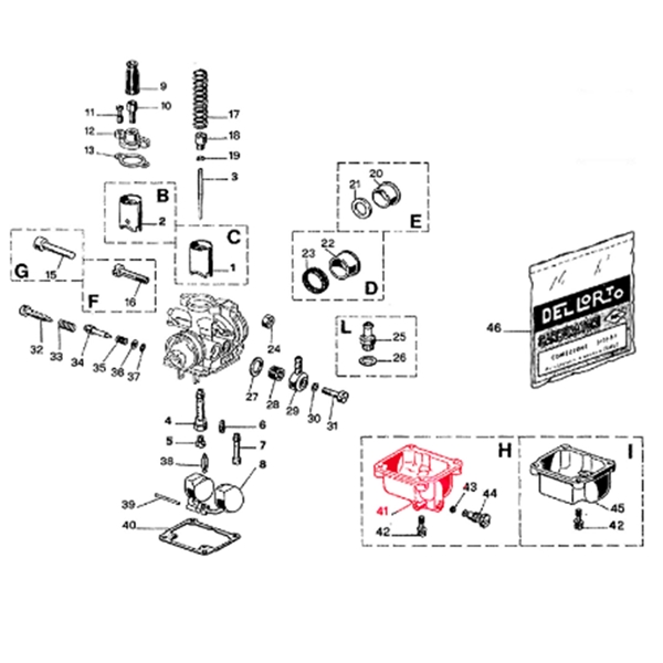 Schwimmerkammer DELL'ORTO fuer Vergaser PHBD, "H"