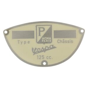 Typenschild "PIAGGIO ACMA Paris" fuer Vespa ACMA 125 N `55-`58 fuer Vespa ACMA 125 N `55-`58