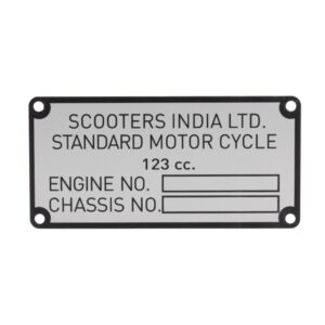 Typenschild Scooters India Ltd fuer Lambretta 125 GP fuer Lambretta 125 GP