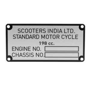 Typenschild Scooters India Ltd fuer Lambretta 200 GP fuer Lambretta 200 GP