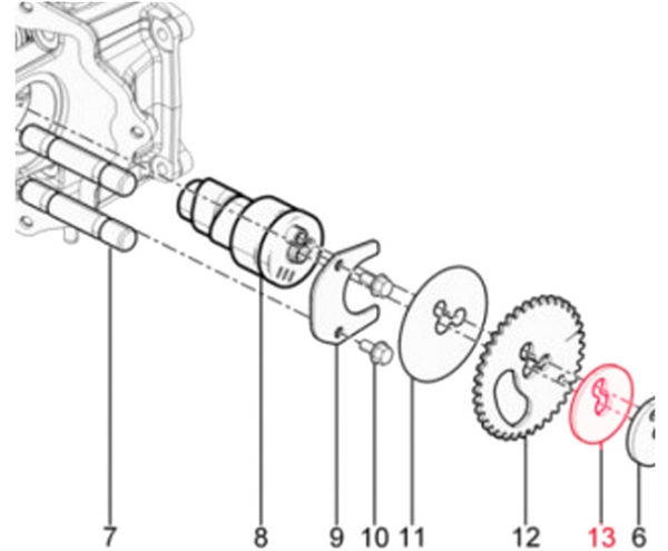 Unterlegscheibe Nockenwelle, PIAGGIO fuer Vespa LX/LXV/S/GTS/GTS Super/GTV/GT/GT L 125ccm fuer Vespa LX/LXV/S/GTS/GTS Super/GTV/GT/GT L 125ccm