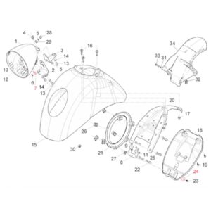 Unterlegscheibe Scheinwerferfassung "Lampe unten", Kotfluegel, PIAGGIO fuer Vespa GTV/GT 60 125-300ccm fuer Vespa GTV/GT 60 125-300ccm