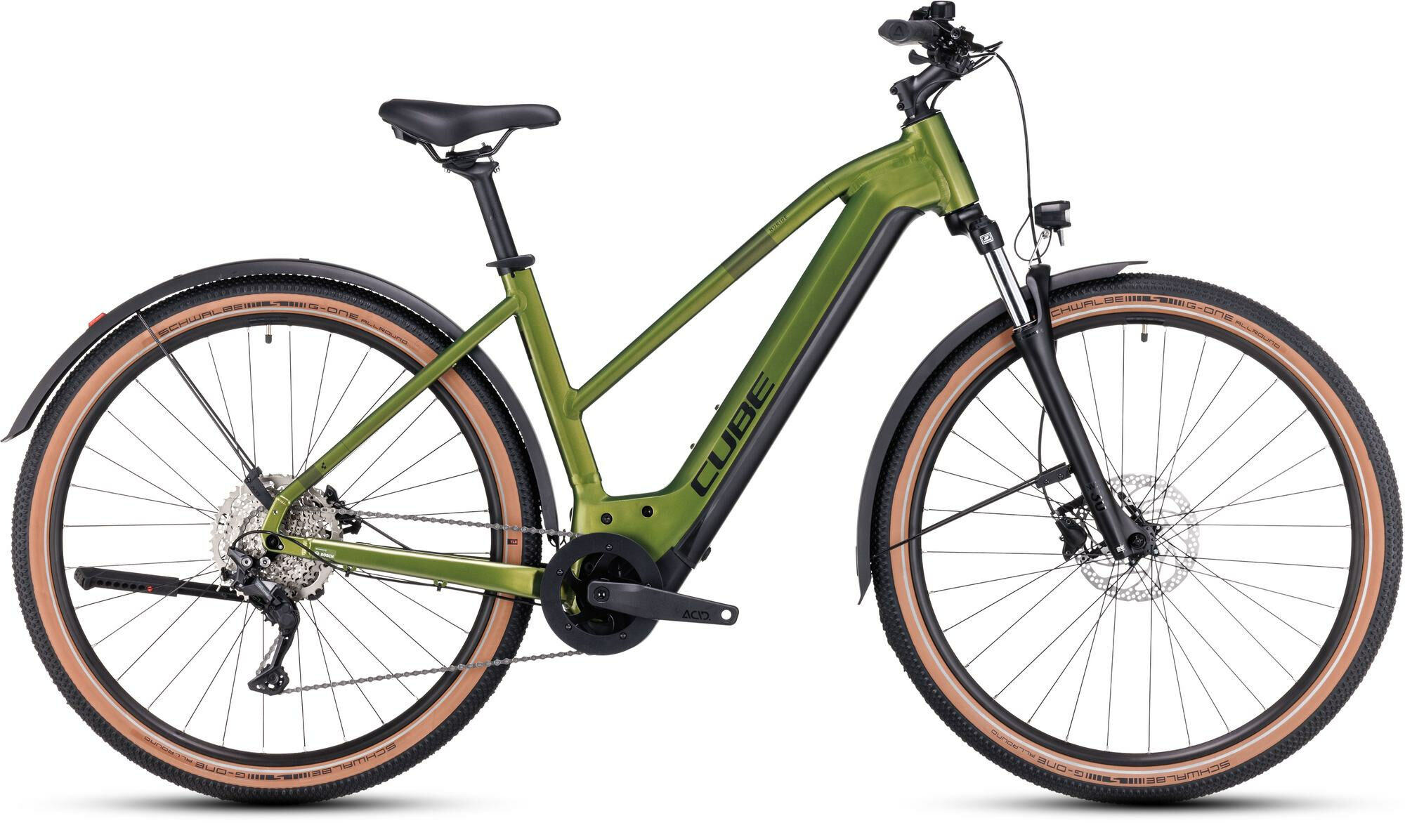Cube Nuride Hybrid Pro 750 Allroad shinymoss´n´black 2024 28"; 750 Wh Trapez