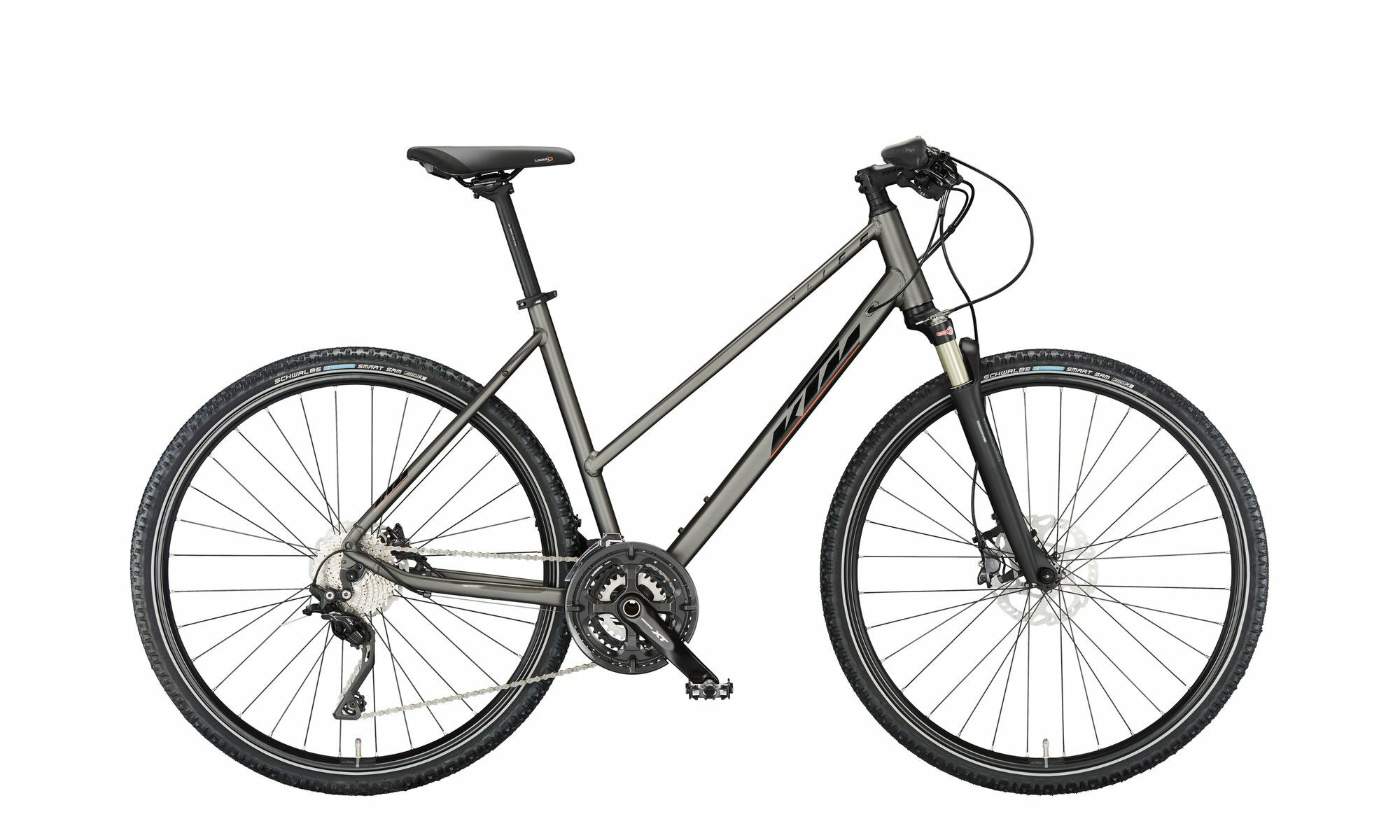 KTM X-LIFE RACE machine grey matt (black+orange glossy) 2023 28"; Trapez