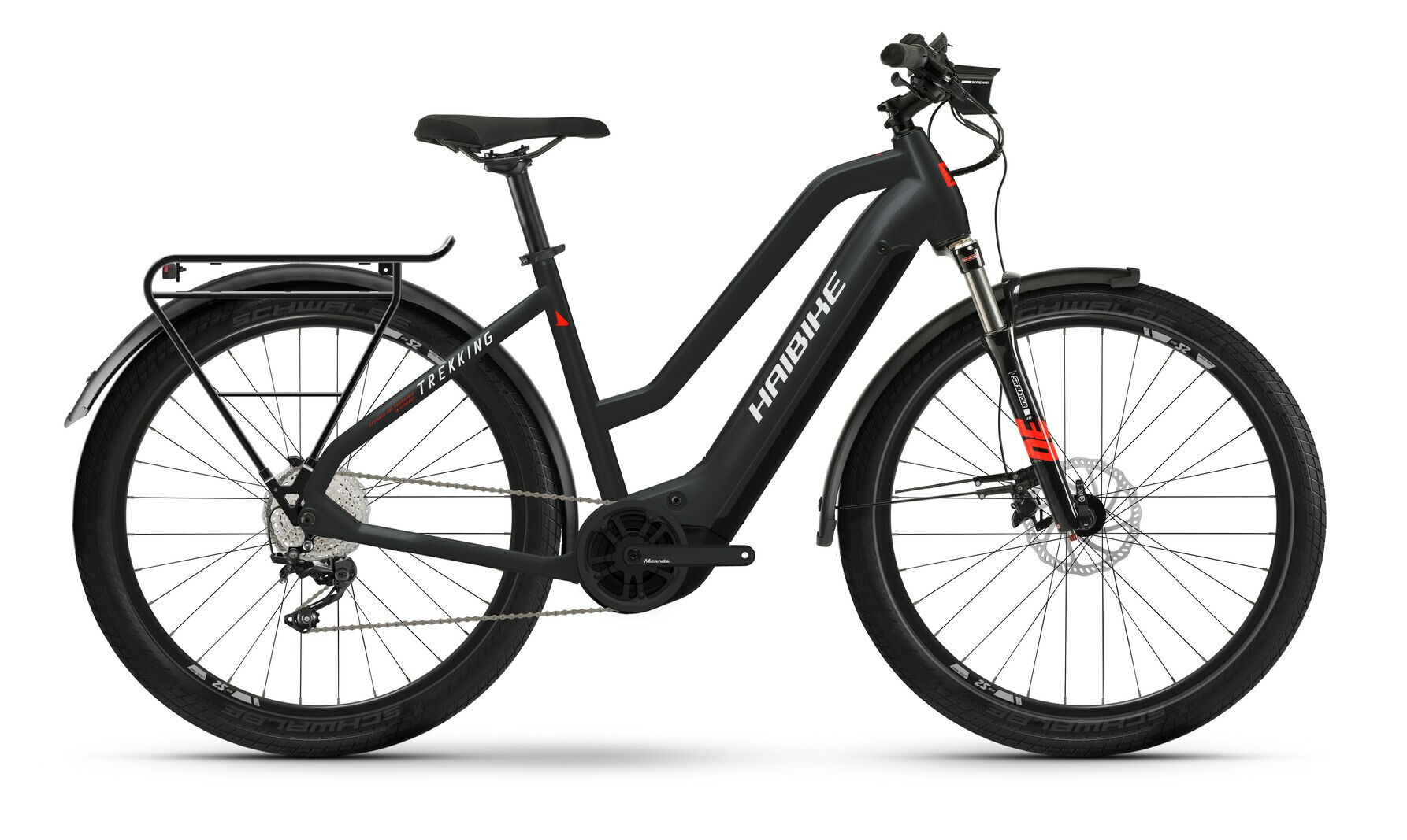 Haibike Trekking 6 matte black/red reflex 2022 27,5"; 630 Wh Trapez