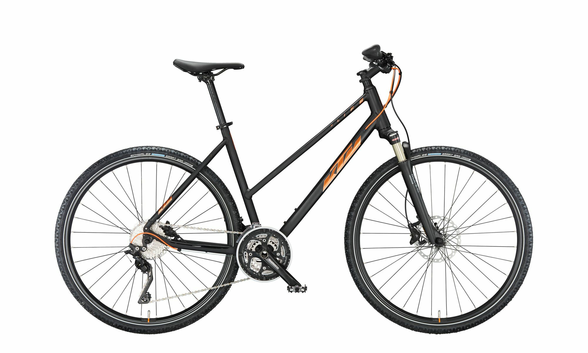 KTM X-LIFE 1964 CROSS black matt (chrome orange+chrome glossy) 2023 28"; Trapez