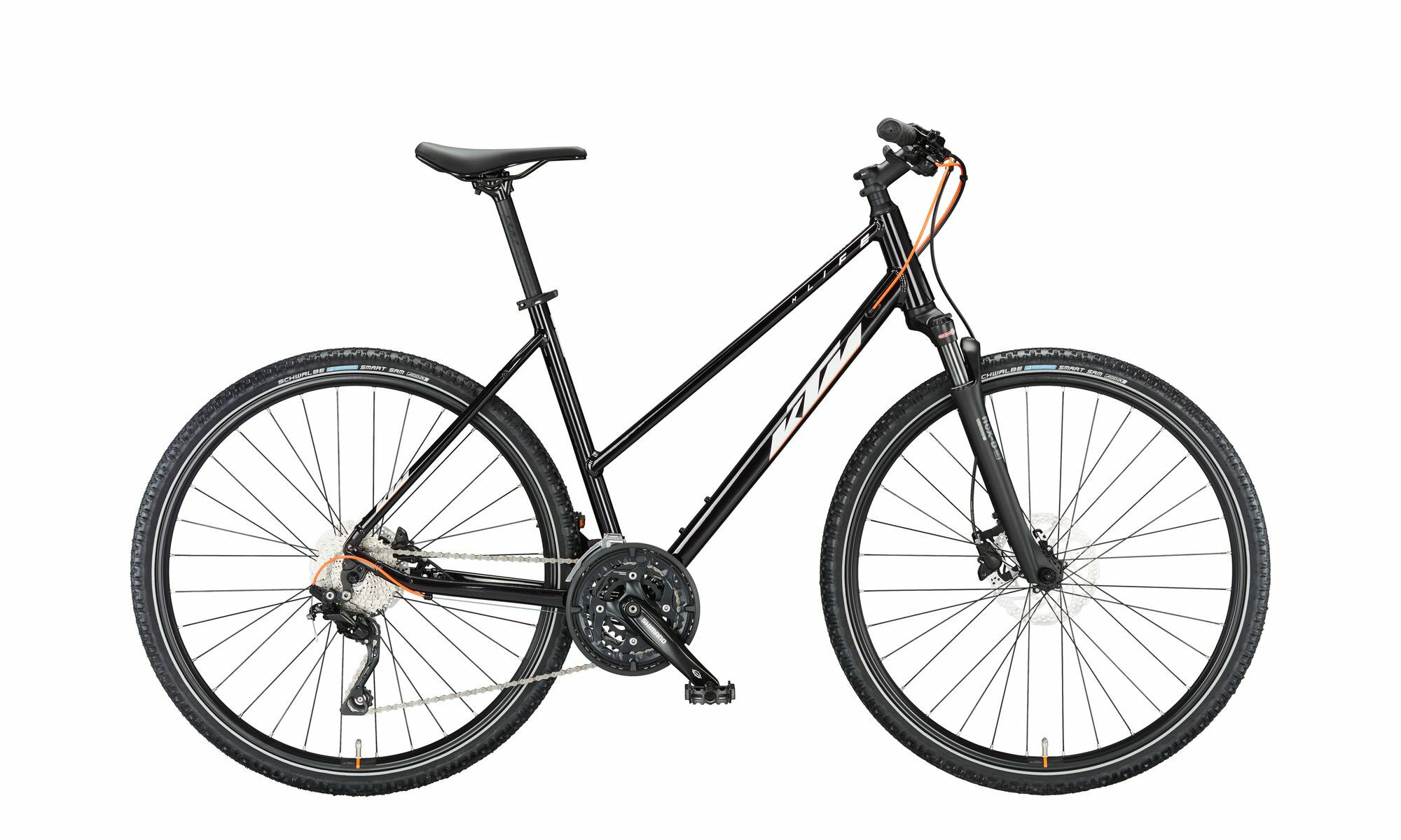 KTM X-LIFE ACTION flaming black (silver+orange matt) 2023 28"; Trapez