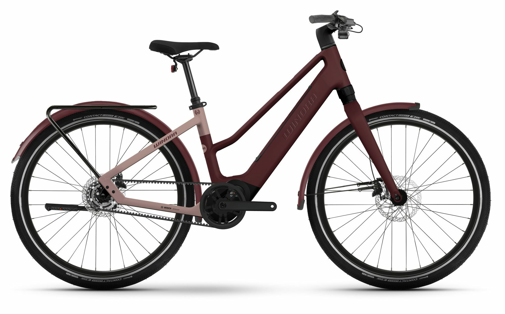 Winora iRide Pure R5f red velvet matt, rose tan matt 2024 27,5"; 400 Wh Trapez