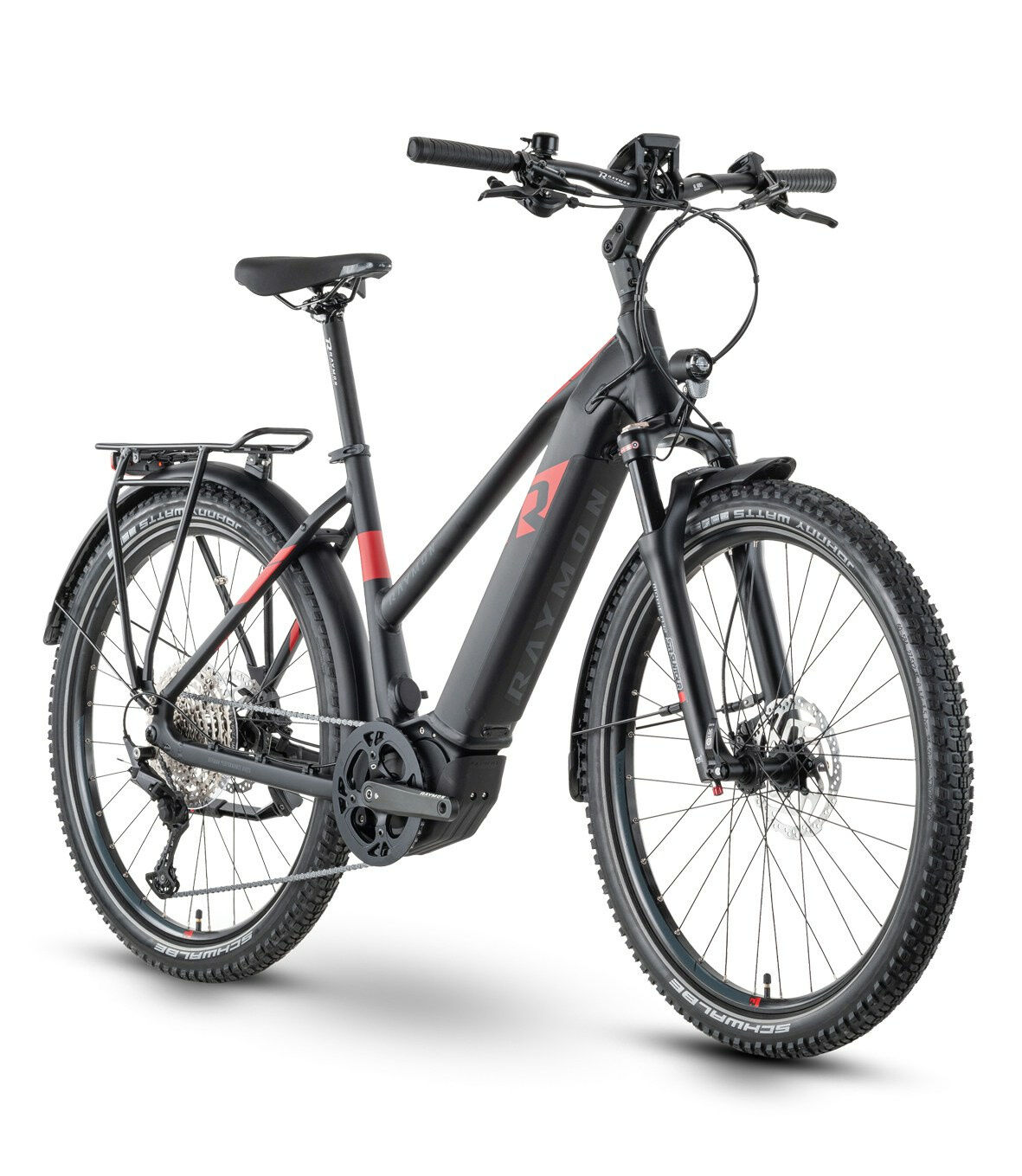 Raymon CrossRay E 7.0 black/red/dark grey matt 2023 27,5"; 630 Wh Trapez